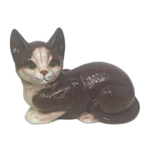 Vintage Seymour Mann Ceramic Green Eye Brown Cat Kitten Figurine Mid Century MCM
